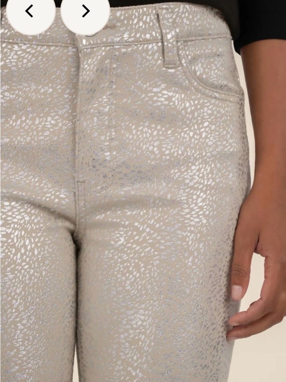KUT FROM THE KLOTH Metallic Silver & Cream Coated High-Rise Women’s Jeans 0